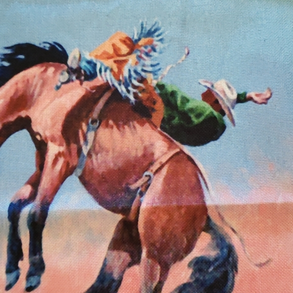 Cowboy Pillow Cover. Horse Pillow. Bronc Rider - Picture 4 of 10